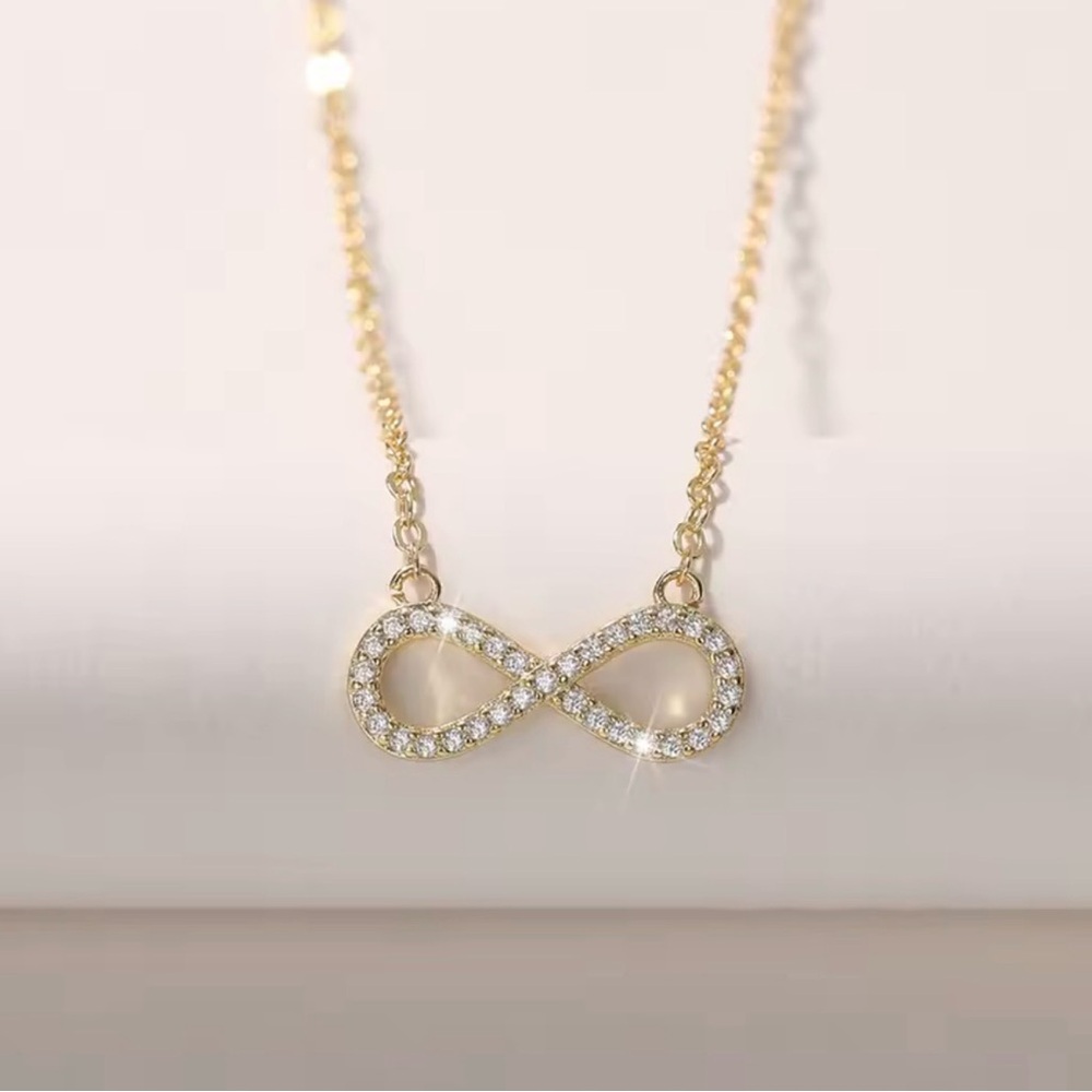Simple 925 Sterling Silver Gold Infinity Necklace